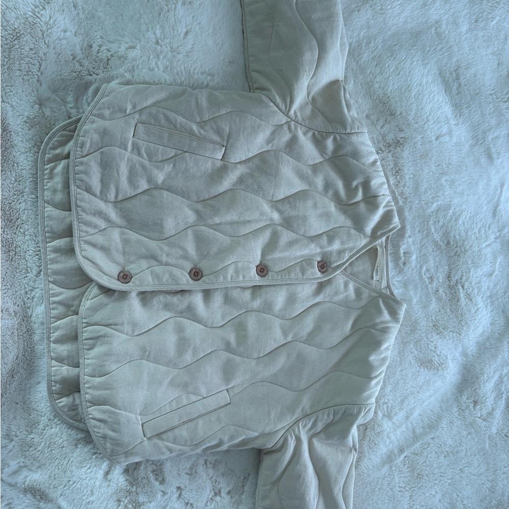 Wavy Quilted Button-Front Puffer Jacket in Light Beige - Picture 8 of 9